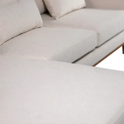 Retro loungebank links in beige Grande-stof