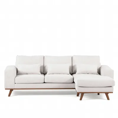 Retro loungebank in beige Grande-stof, 222 cm