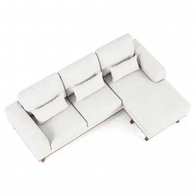 Retro loungebank in beige Grande-stof, 222 cm