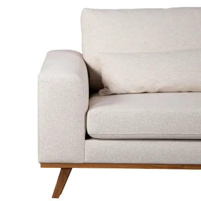 Retro loungebank rechts in beige Grande-stof