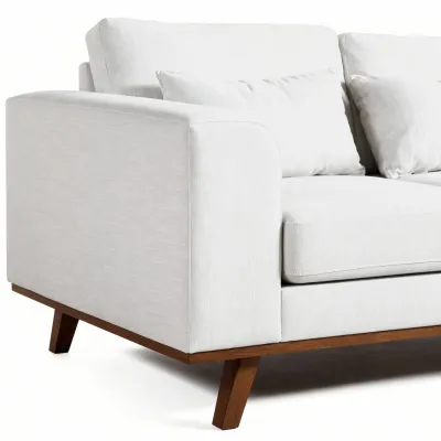 Retro loungebank in beige Grande-stof, 222 cm