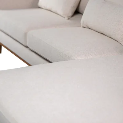 Retro loungebank rechts in beige Grande-stof