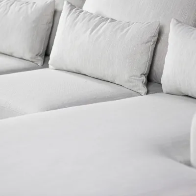 Retro loungebank in beige Grande-stof, 222 cm