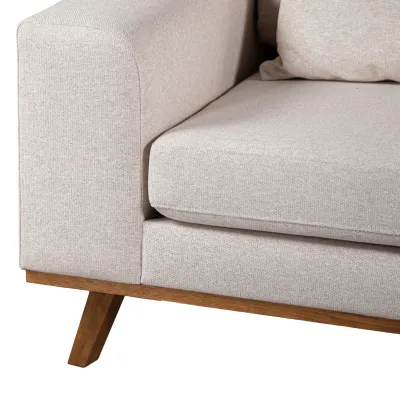 Retro loungebank rechts in beige Grande-stof