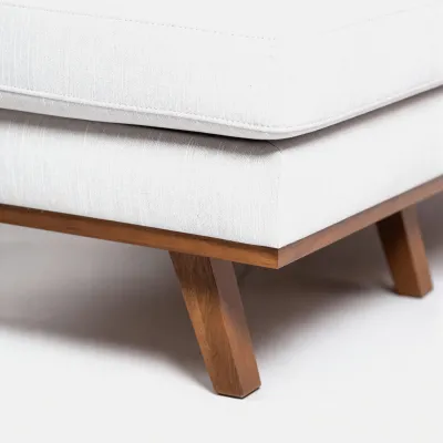Retro loungebank in beige Grande-stof, 222 cm