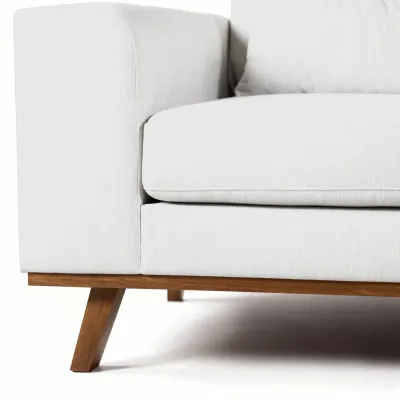 Retro loungebank in beige Grande-stof, 222 cm