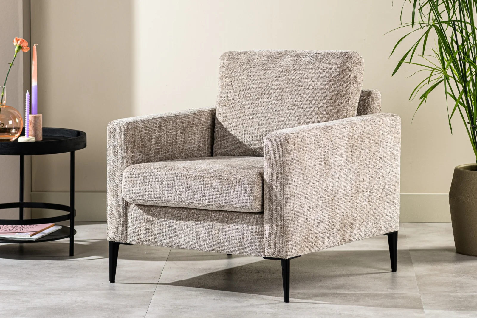 Fauteuil in champagne Elite-stof