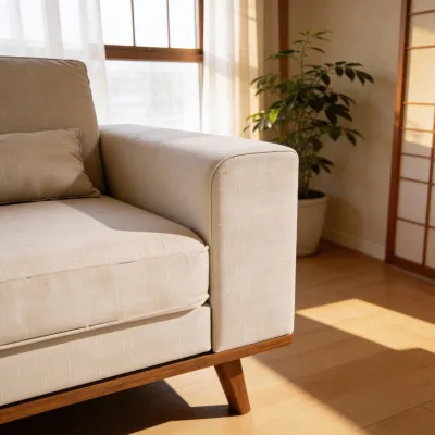 Brede fauteuil in beige Grande-stof