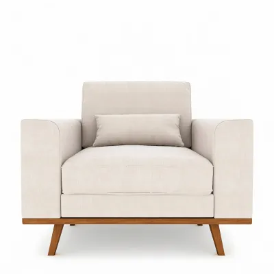 Brede fauteuil in beige Grande-stof