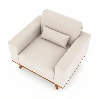 Brede fauteuil in beige Grande-stof