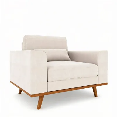 Brede fauteuil in beige Grande-stof